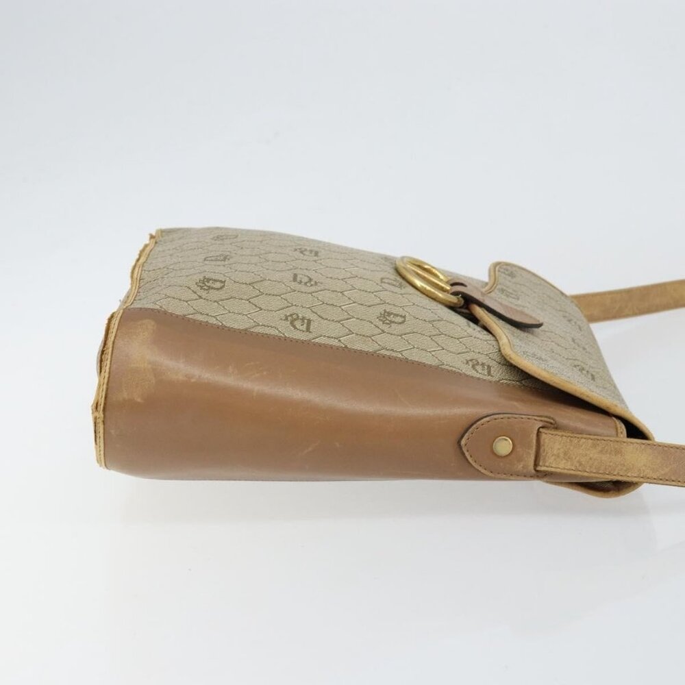 Christian Dior Honeycomb Canvas Shoulder Bag PVC Leather Beige Gold Auth ar13753 - Picture 5 of 16